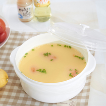 Round binaural microwave oven special heating lunch box Lunch box Household large plastic microwave oven bowl with lid Soup bowl