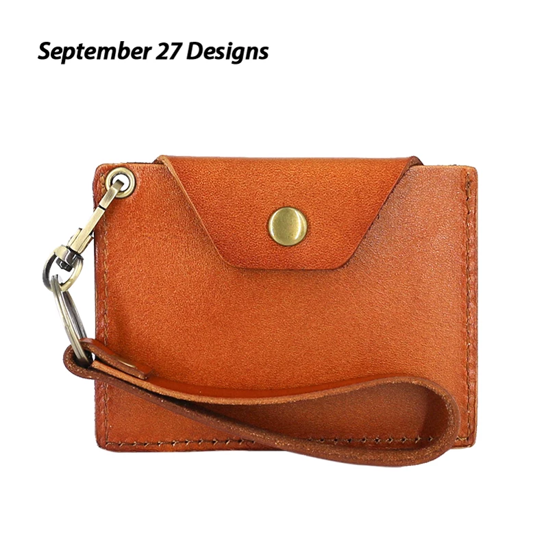 Кожаный держатель для карт SEPTEMBER 27 DESIGNS, брелок, натуральная кожа, бычья кожа