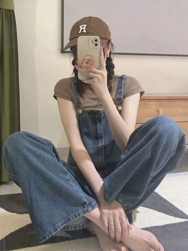 Летние японские джинсовые дизайнерские штаны, приталенный комбинезон, свободный прямой крой, высокая талия