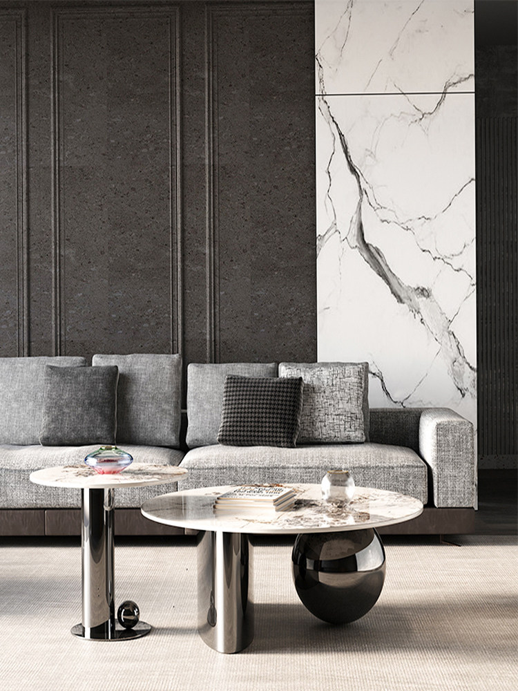 Italian minimalist slate Pandora coffee table round combination light luxury simple modern living room high-end designer tea table