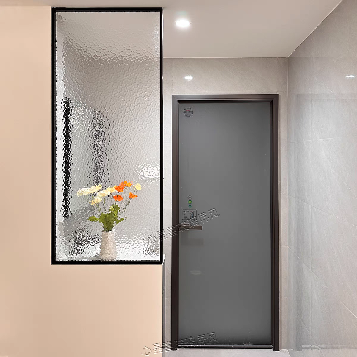 Tempered Water Ripple Stone Pattern Half-Wall Partition Screen for Living Room, Entrance, and Washbasin Art Glass