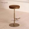Modern Minimalist Light Luxury Stainless Steel Metal Bar Stool for Bars, Cafes, Ktv, Leather Bar Chair, Front Desk High Stool