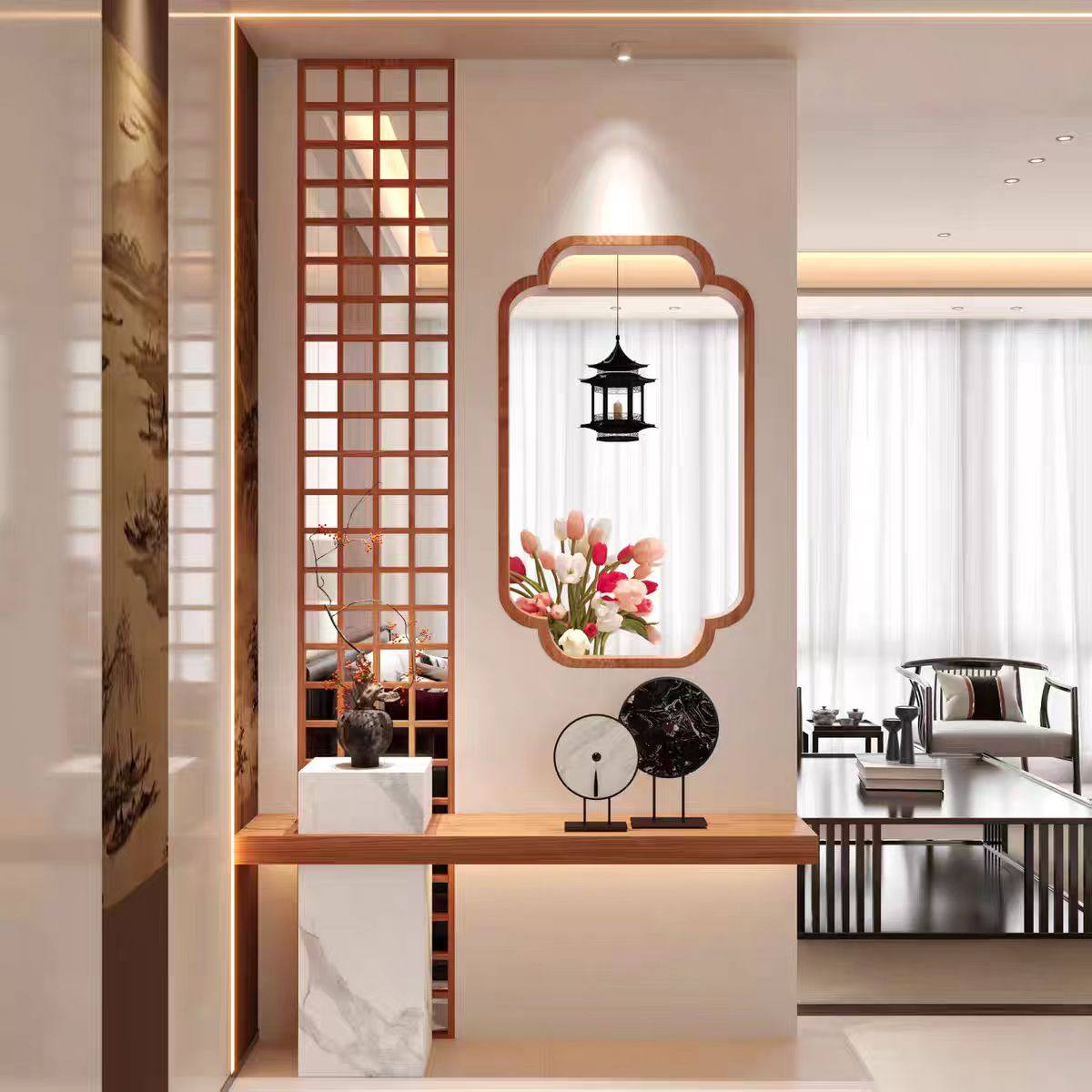 Song-Style Aesthetic Lattice Small Window with a Retro Feel, Song Dynasty Solid Wood Begonia Corner Tea Room Living Room Entrance Door Screen Window