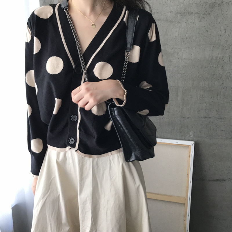 YUYEEchic áo len đầu thu mùa thu lớn len len cổ chữ V áo len nữ dài tay lưới đỏ áo len cardigan áo len cao cổ