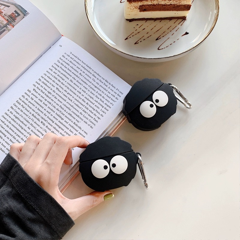 Creative and Fun Little Black Coal Ball AirPods 3Pro Bluetooth Earphone Case 2Nd Generation Pro2 Wireless Bluetooth Protective Cover 5Th Generation Anti-Fall Silicone Soft Case AirPods 4Th Generation Earphone Case Cartoon Stylish for Women