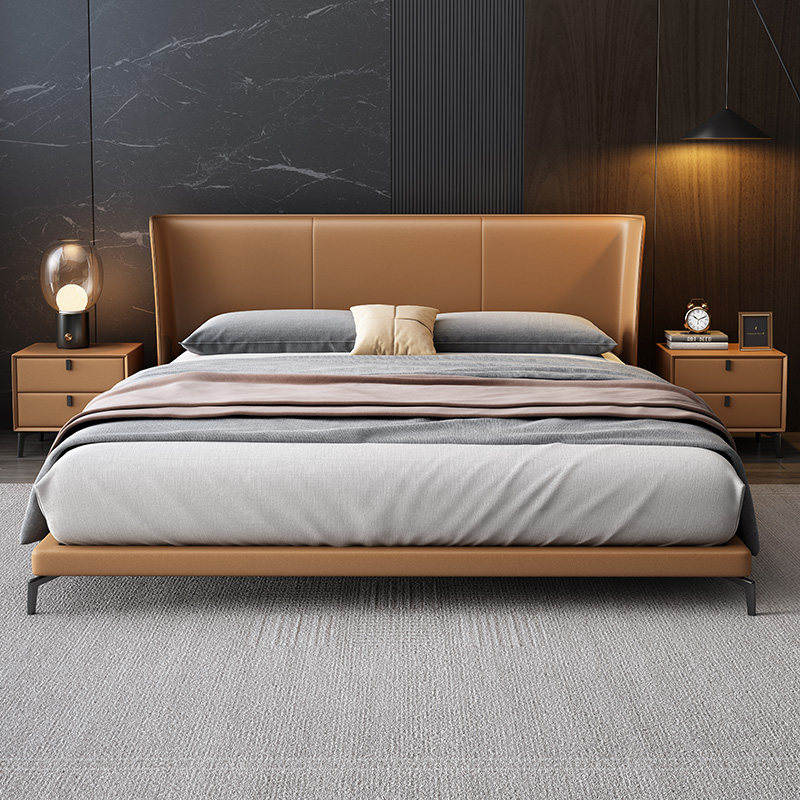 Italian minimalist light luxury bed 1 8 meters master bed modern minimalist double nuptial bed Small Apartment 1 5 meters upholstered bed