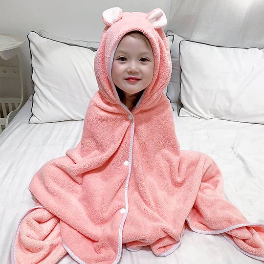 Children's Bath Towel Coral Velvet Baby Cape Cartoon Hooded Super Soft Absorbent Towel Bathrobe Softer Than Pure Cotton