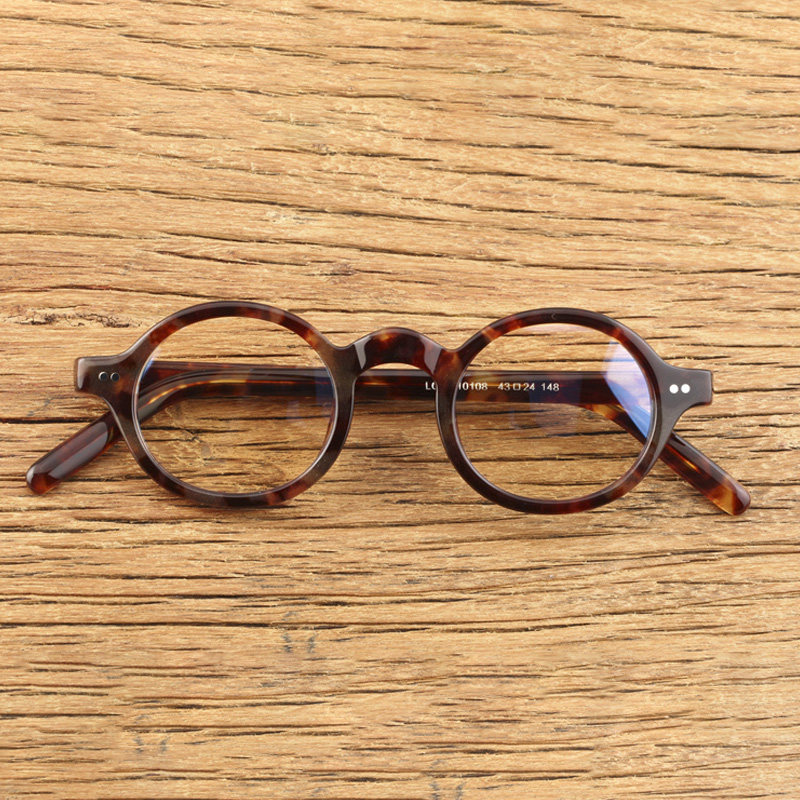Retro Glasses Round eye frames Men's handmade Glasses Frame with Near Glasses Frame Male Black Frame Round Frame 10108