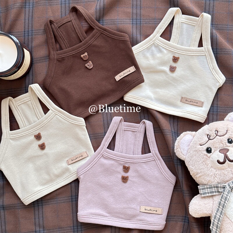 Little Bear Biscuits! Puppy Clothes with Suspenders, Summer Bichon Pure Cotton Vest, Teddy Summer Outfit, Kitten Pet Home Clothes