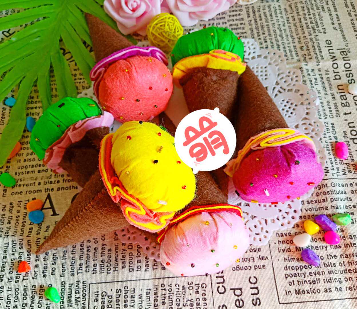 Full DIY handmade fabric * non-woven finished ice cream kindergarten homework simulation teaching aid model