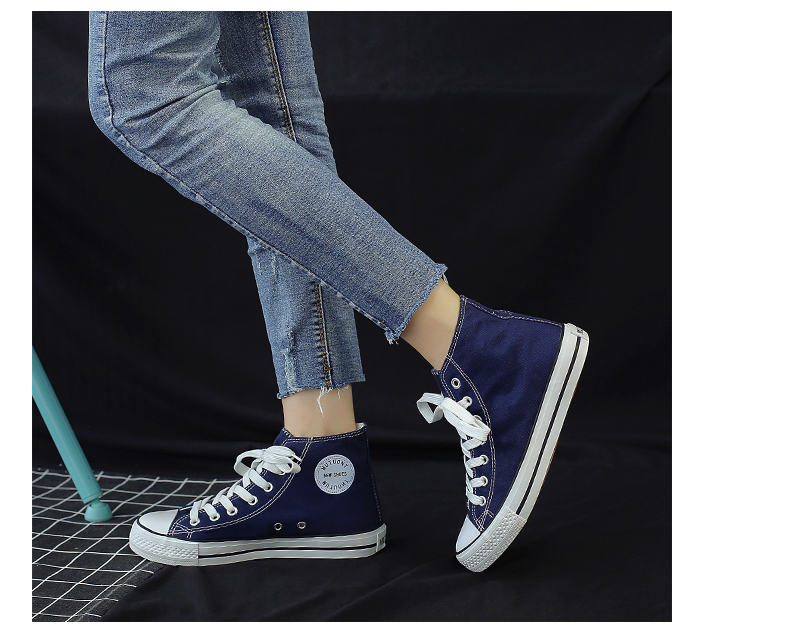 Giày vải cao cấp nữ sinh viên phiên bản Hàn Quốc của giày vải ulzzang phong cách Hồng Kông 2018 mới giày thể thao nữ cổ cao màu trắng