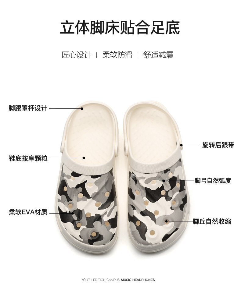 夏季新款 情侣款 沙滩洞洞鞋 软底包头凉鞋 图3