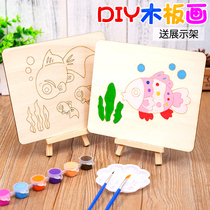 Childrens painting wood board painting diy graffiti material Kindergarten New Year Spring Festival creative art drawing board production