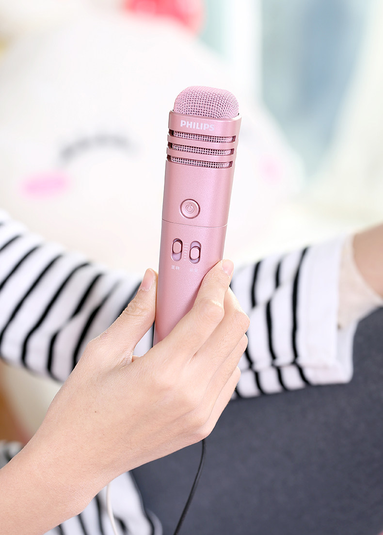 正 Philips Philips DLK38002 Thiết bị tạo âm thanh điện thoại di động K micrô thiết bị hát micro tên đầy đủ k bài hát thẻ âm thanh ghi âm trực tiếp ktv tụ lúa mì nhà mic hát karaoke có dây