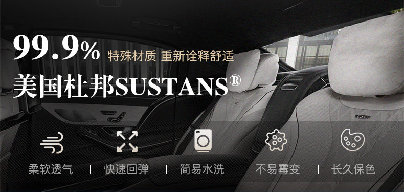 砖叔 仿迈巴赫汽车头枕 麂皮绒+杜邦SORONA枕芯 图4