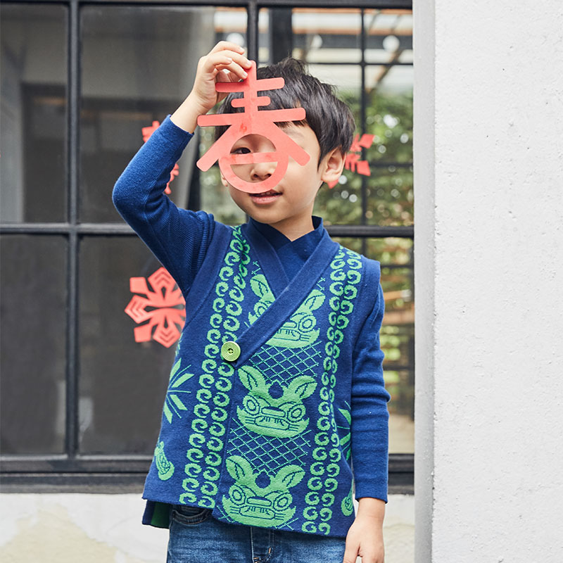 UzMz cotton vest Chinese style baby boy girls winter new year greeting dress vest Chinese style Hanfu Tang suit