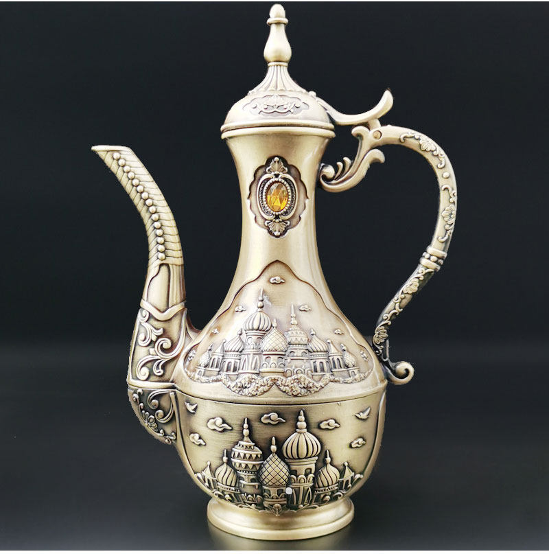 Ликер Cup 仿古白酒杯带把酒具套装家用古代青铜锡器铜酒壶摆件宫廷戏剧道具
