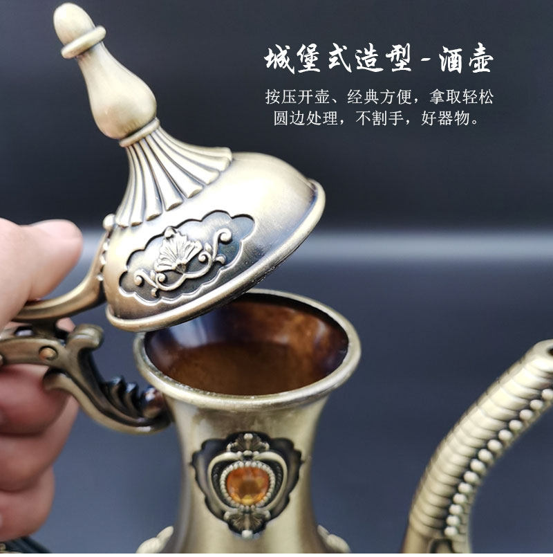 Ликер Cup 仿古白酒杯带把酒具套装家用古代青铜锡器铜酒壶摆件宫廷戏剧道具