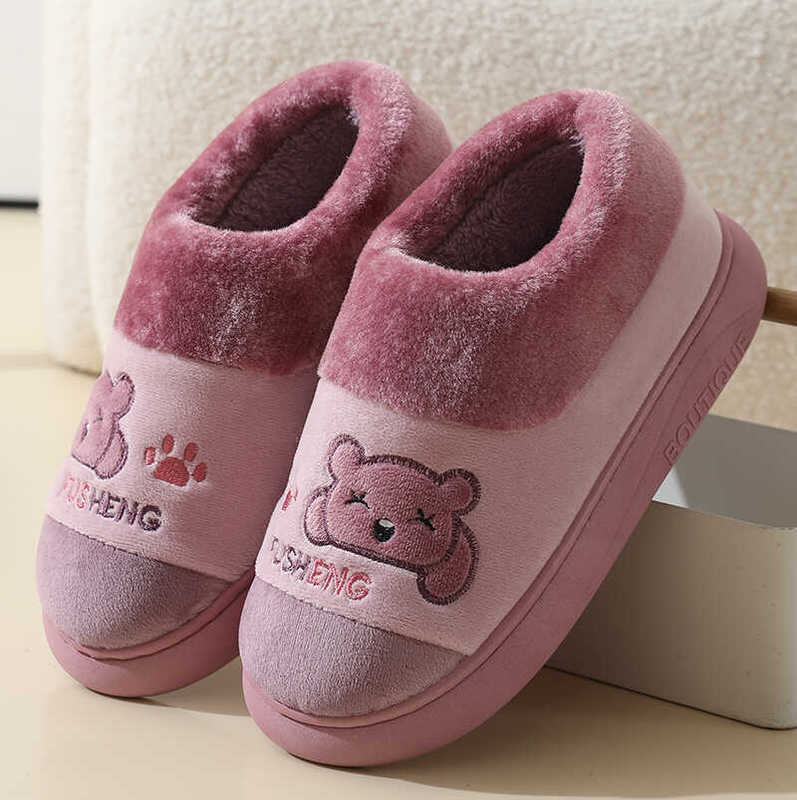 Winter Cotton Slippers for Women with Thick Soles, Non-Slip Maternity Shoes, Unisex Couple Home Slippers, Men's Extra Large Size Indoor Warm Slippers