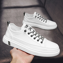 Pure leather small white shoes men 100 hitch summer sloth mens shoes 2021 new trends Korean version casual white board shoes men