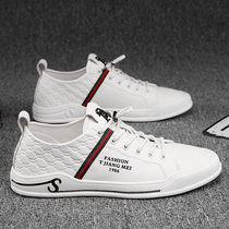 Small White Shoes Printed Mens Shoes 2021 New Wave Shoes 100 Hitch Casual Flat Heel Spring Fall Board Shoes Soft Leather Shoes