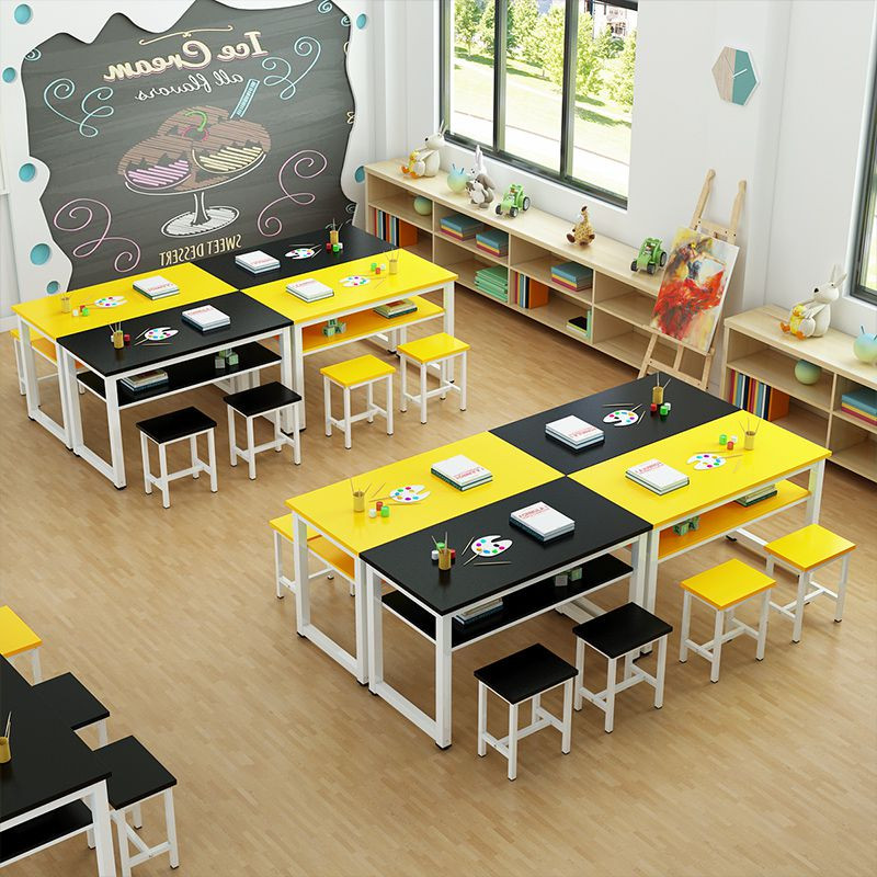 Primary School Students Double Color Painting Art Calligraphy Study Training Table School Tutoring Class Double Room Desks-Taobao