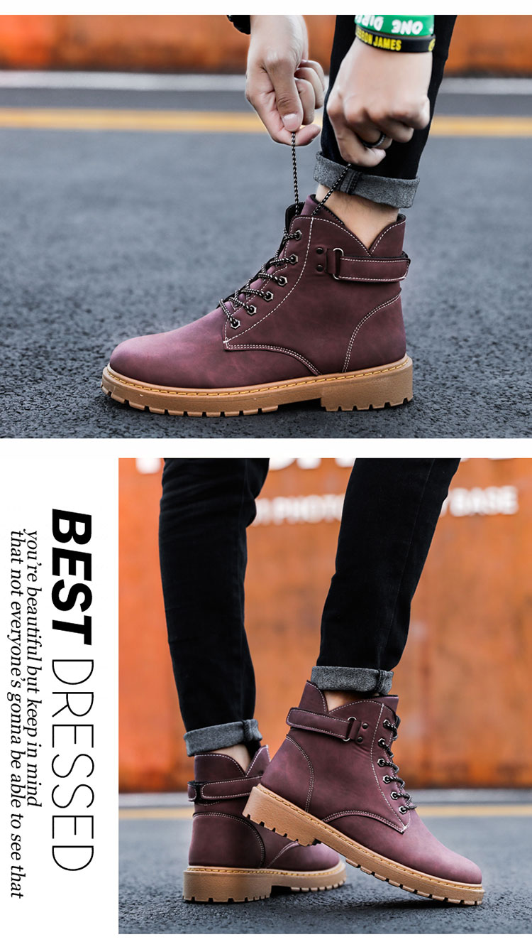 Martin ủng nam mùa đông cao để giúp giày Martin cotton nam ủng tuyết hoang dã và nhung ấm áp giày boot nam da bò