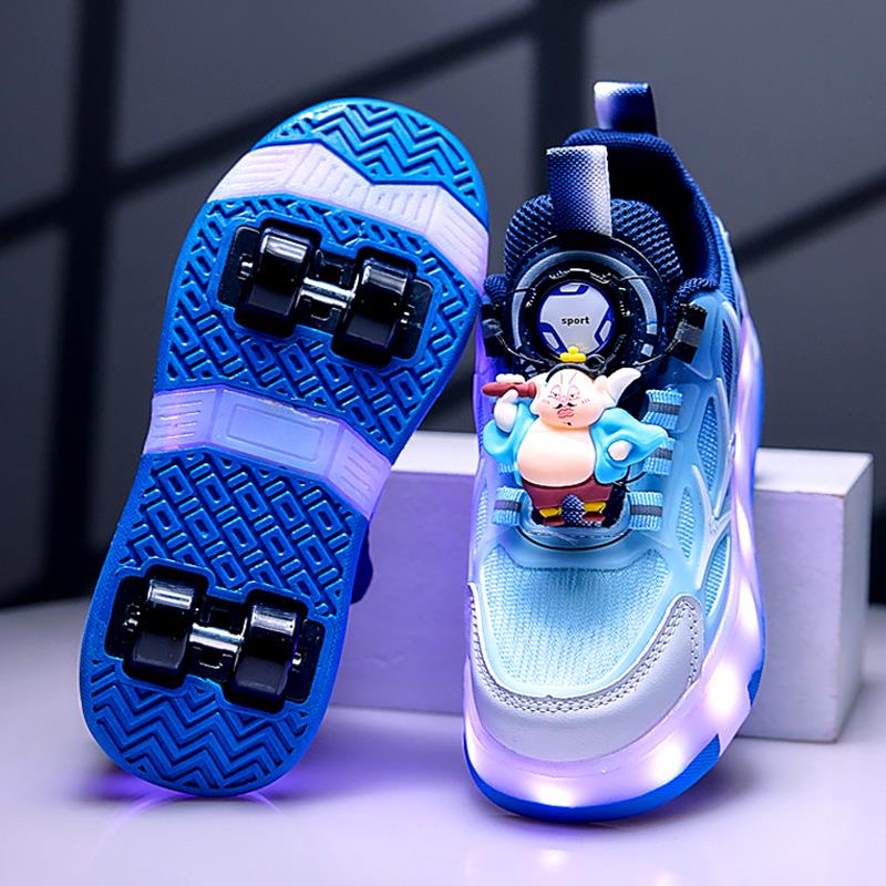 Ao Bing Boys' Roller Shoes 2026 New Model Children's Four-Wheel Invisible Roller Shoes Retractable Light-Up Skate Shoes — 3