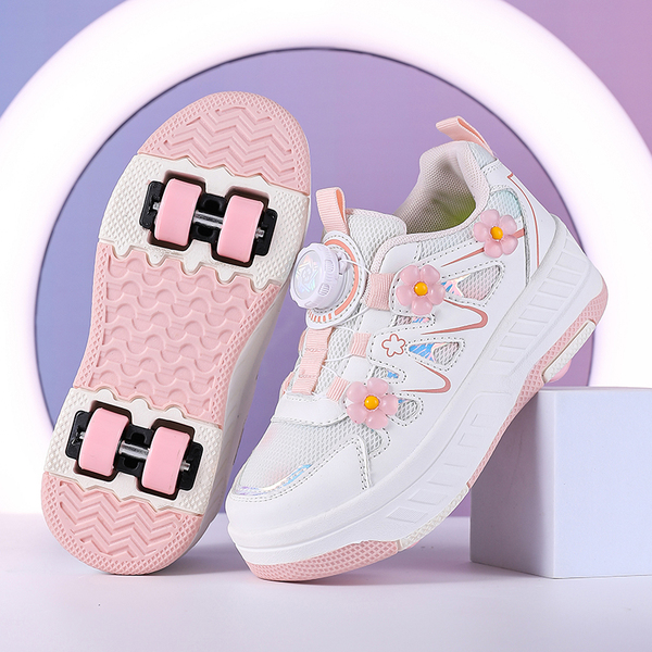 Girls' Four-Wheel Invisible Roller Shoes with Detachable Wheels for Children, Suitable for Primary School Students, Skate and Roller Skating Shoes — 4