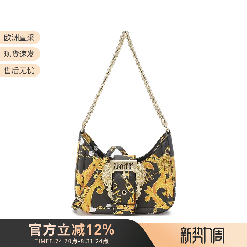Versace Vjc Women's Chain Crescent Bag Underarm Bag Hand-Held Shoulder Crossbody Bag 75Va4Bf5 Zs807 Versace Vjc Women's Chain Crescent Bag Underarm Bag Hand-Held Shoulder Crossbody Bag 75Va4Bf5 Zs807