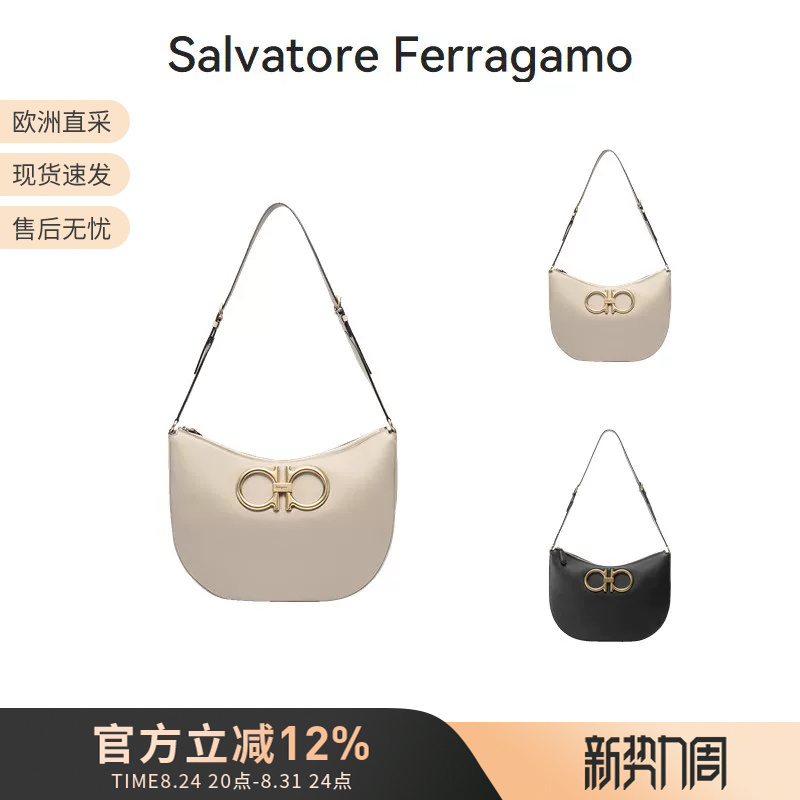 Ferragamo Women's Cow Leather Gancini Buckle Handbag 212886 Ferragamo Women's Cow Leather Gancini Buckle Handbag 212886