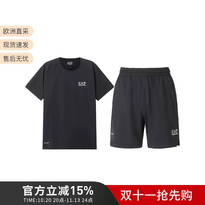Ea7 Armani New Men's Round Neck Short-Sleeved T-Shirt Shorts Sports Suit 8Npv03 Pnddz Ea7 Armani New Men's Round Neck Short-Sleeved T-Shirt Shorts Sports Suit 8Npv03 Pnddz