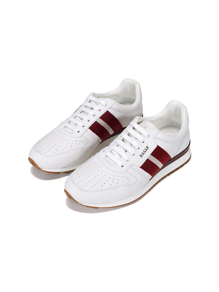 Bally Men's Leather Thick-Soled Lace-Up Striped Lightweight Breathable Casual Sneakers Astel Fo