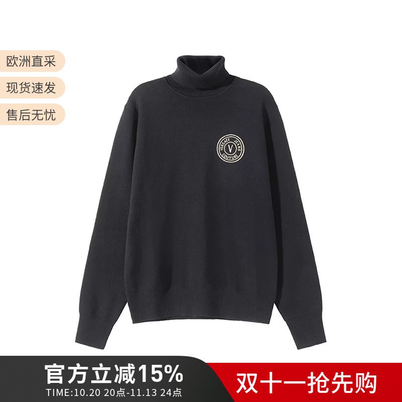Vjc Versace New Men's Cotton Turtleneck Long-Sleeved Knit Sweater Gafm07 Vjc Versace New Men's Cotton Turtleneck Long-Sleeved Knit Sweater Gafm07