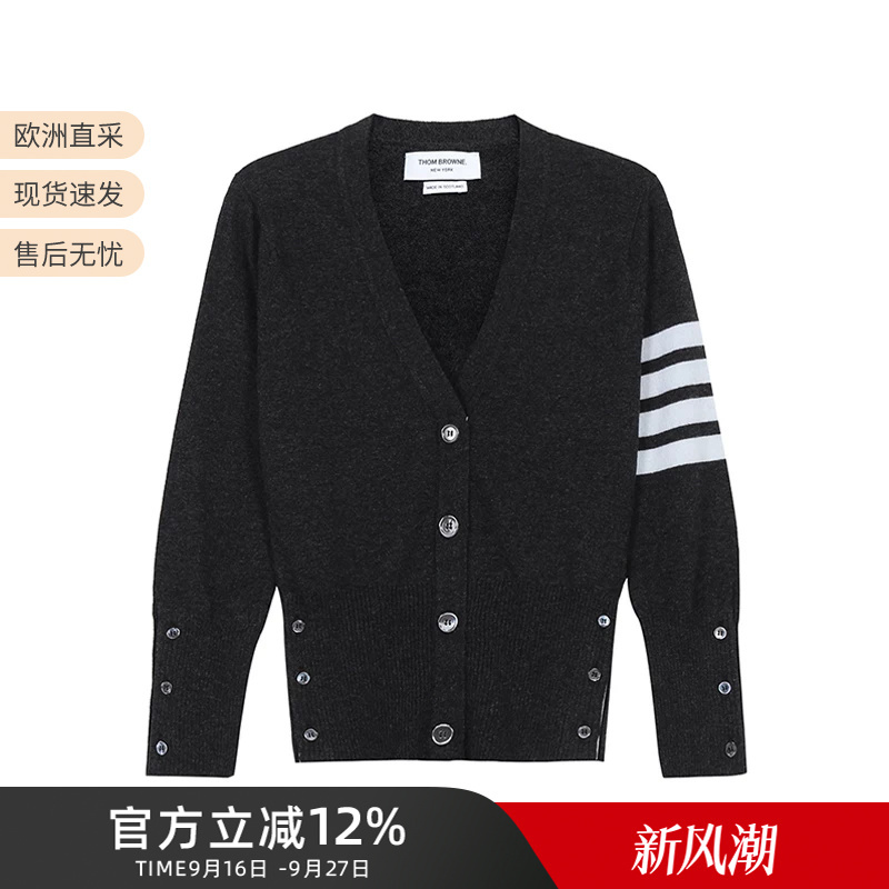 Thom Browne Women's Cashmere V-Neck Cardigan Wool Sweater Fkc001A 00011 Thom Browne Women's Cashmere V-Neck Cardigan Wool Sweater Fkc001A 00011