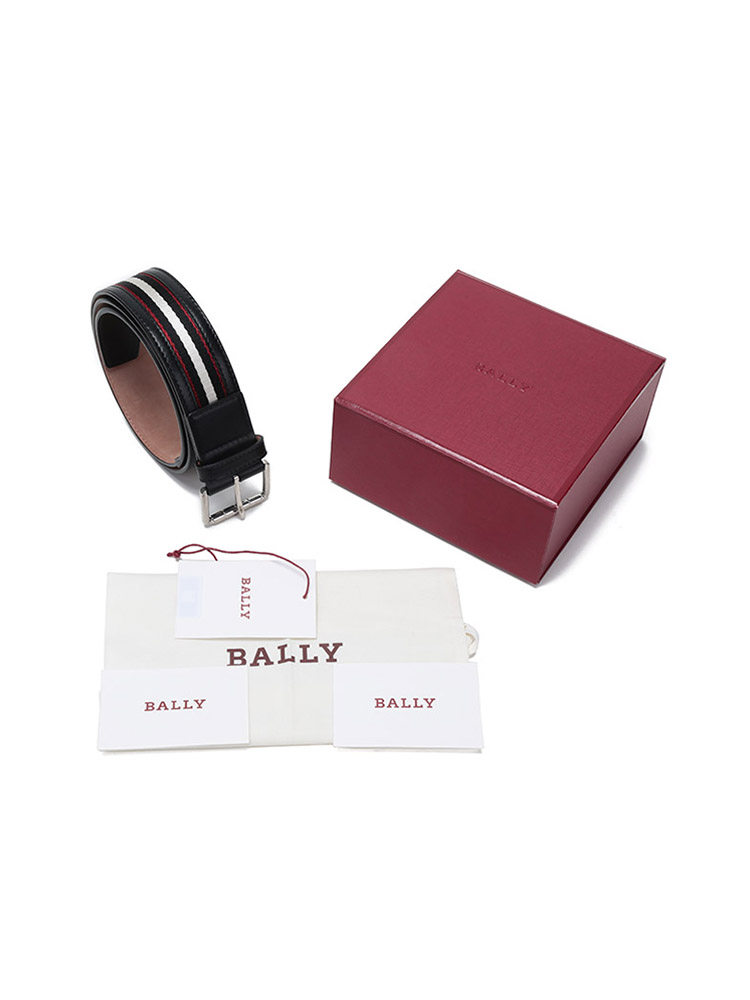 Bally Men's Striped Vintage Pin Buckle Casual Leather Belt Wilford 40 m