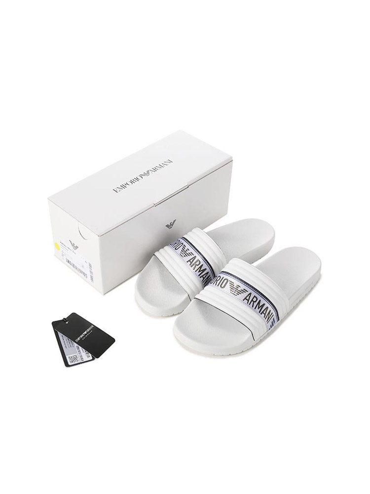 Armani Ea Men's Logo Jacquard Strap Flat Beach Slippers Xvps06 Xn999
