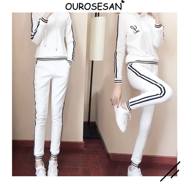 OUROSESAN casual suit loose fashion autumn and winter Korean sportswear hooded sweater two-piece set