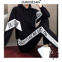 OUROSESAN casual sports suit womens autumn and winter Korean version with velvety loose fashion even hat and clothing two sets