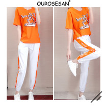 OUROSESAN SPORTS SUIT WOMENS SUMMER 2021 KOREAN VERSION FASHION LOOSE Thin Kharen Pants Casual Two Sets