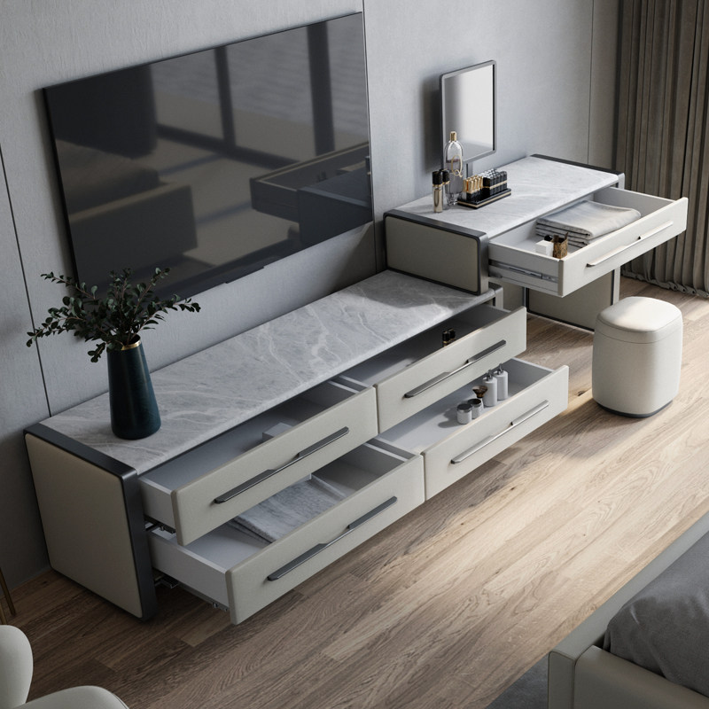 Light Extravagant Makeup Bench TV Cabinet Integrated Master Bedroom High section Contained Cabinet Multifunction Rock Board TV Cabinet Desk Composition