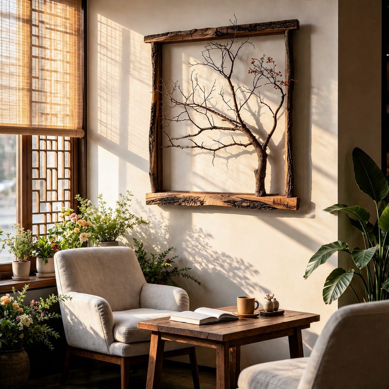Wabi-Sabi Style Vintage Solid Wood Wall-Mounted Branch Picture Frame Ornament Bedroom Zen Style Wooden Frame Entrance Photo Frame Decoration Wabi-Sabi Style Vintage Solid Wood Wall-Mounted Branch Picture Frame Ornament Bedroom Zen Style Wooden Frame Entrance Photo Frame Decoration