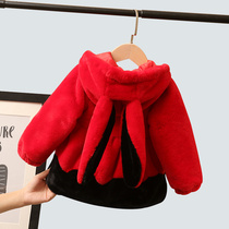 Female baby winter coat cute fluffy coat 2020 new Korean version of the girl thickened cotton coat childrens foreign style cotton clothes