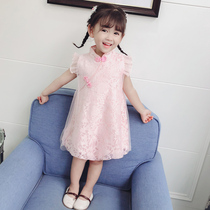 Girls Cheongsam Dress Summer Dress 2020 New Children Princess Dress Western Style Summer Lace Baby Skirt