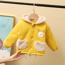 Female baby autumn and winter coat 2020 new foreign style girls padded princess top childrens velvet thickened cotton coat