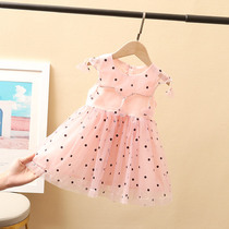 Purple butterfly girl gauze summer 2021 new little girl princess dress girl baby super foreign childrens dress