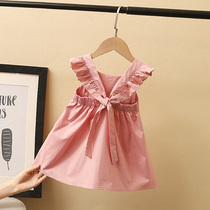 Girls summer dress summer dress 2021 new childrens foreign atmosphere sling dress girl baby summer skirt cotton princess dress