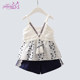 Girls summer suits 2022 new children's cotton two-piece set Western style ethnic style suspender top children's shorts