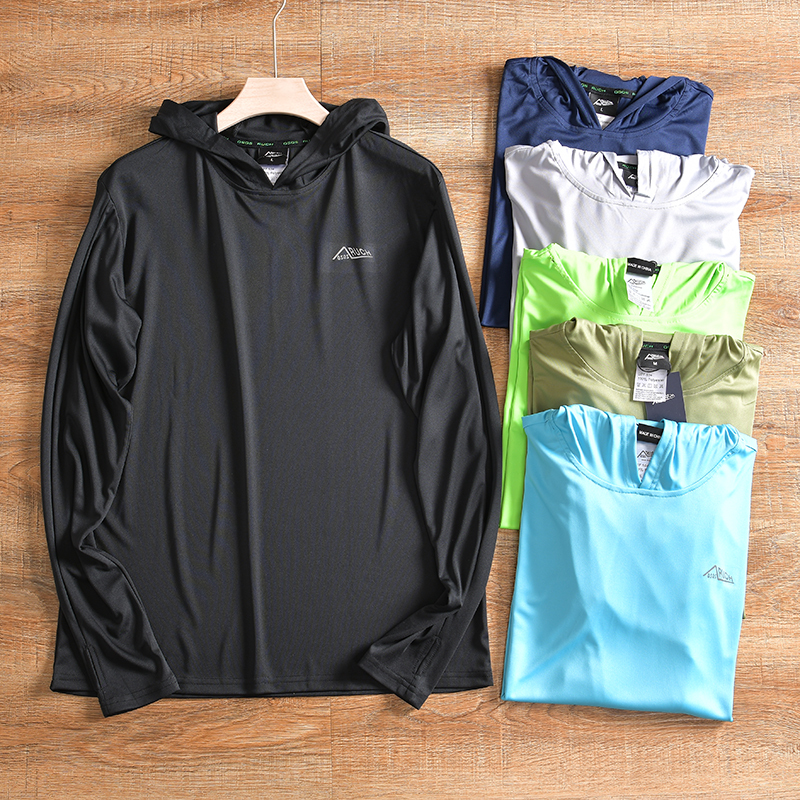 Outdoor Sun Protection Base Layer Shirt, Large Size T-Shirt, Spring and Summer Men's Sports Top, Moisture-Wicking, Quick-Drying, Breathable, Long-Sleeved