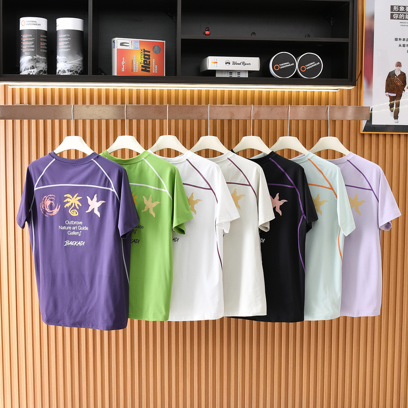 [Mountain Style Outdoor ~ Sweat-Absorbent and Quick-Drying + Large Print] Summer Men's and Women's Round-Neck Sports and Leisure Quick-Drying Short-Sleeved T-Shirt